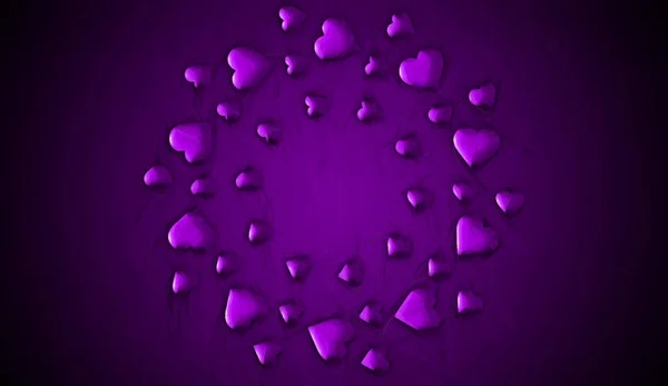 Beautiful Acrylic Oil Purple Pattern Hearts Background Copy Space Love — Stock Photo, Image