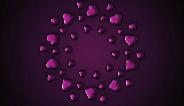 Beau Motif Violet Coeurs Fond Pour Espace Copie Carte Amour — Photo