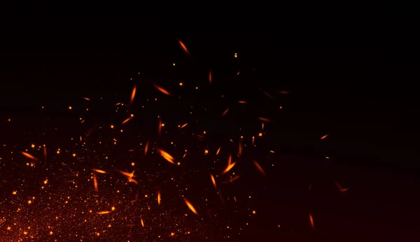 Реалістичний Ізольований Вогневий Ефект Прикраси Покриття Чорному Тлі Концепція Частинок — стокове фото