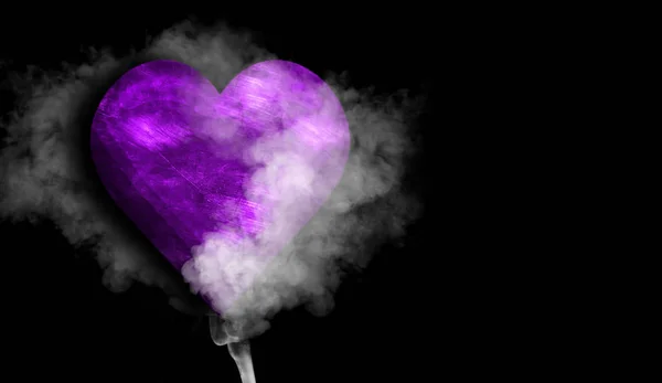 Романтический Фиолетовый Любви Сердце Дымом Заднем Плане Копирования Пространства — стоковое фото