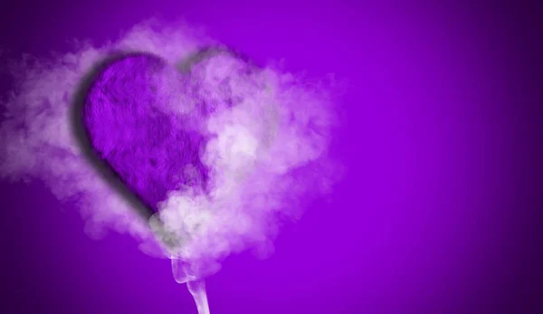 Романтический Фиолетовый Любви Сердце Дымом Заднем Плане Копирования Пространства — стоковое фото