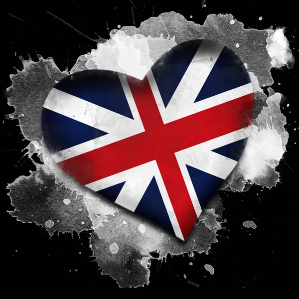 Bandera Del Reino Unido Acuarela Sobre Fondo Negro —  Fotos de Stock