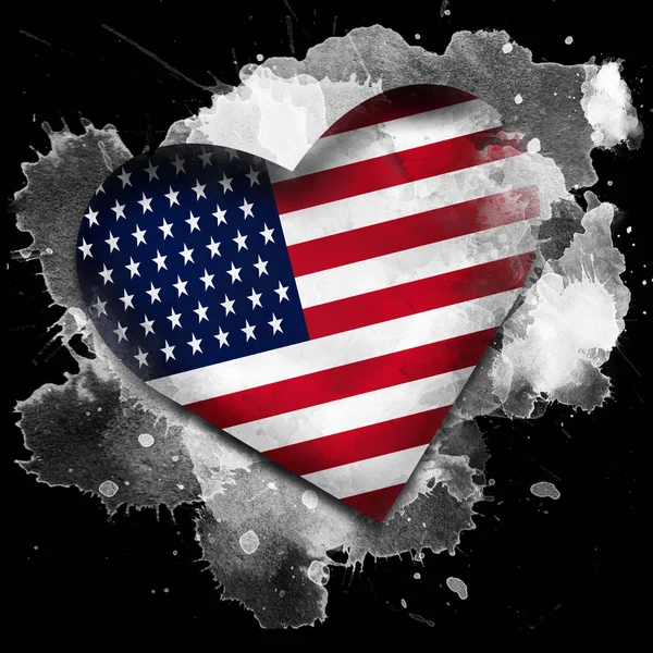 Vlajka Usa Akvarel Černém Pozadí — Stock fotografie