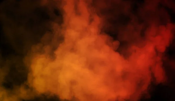 黒の背景に赤い煙蒸気移動オレンジ対を抽象化します アロマセラピーの概念 — ストック写真