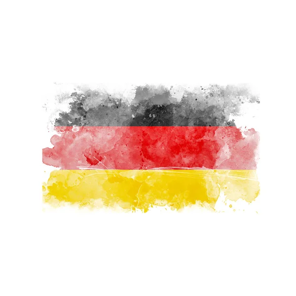 Akvarelu Vlajka Německa Art Malované Státní Vlajka Německa — Stock fotografie