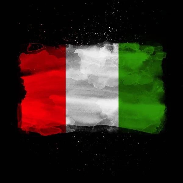 Акварельный Флаг Италии Искусство Расписывает Национальный Флаг Италии — стоковое фото