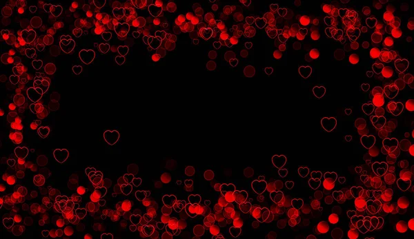 Frame Hearts Bokeh Colorful Border Backgrounds Wallpapers Covers Packaging — Stock Photo, Image