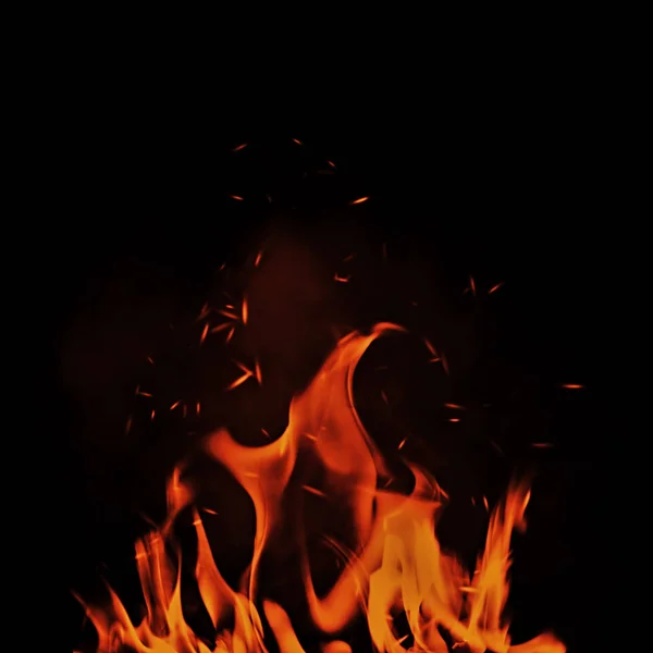 Abstrakte Flammen Mit Feuerpartikeln Auf Isoliertem Hintergrund — Stockfoto