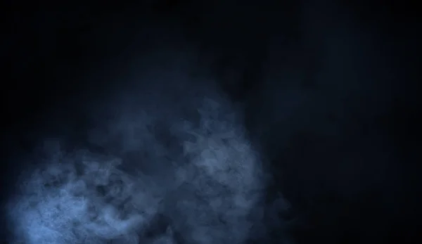Nevoeiro Azul Efeito Nebuloso Fundo Preto Sobreposições Textura Fumo — Fotografia de Stock