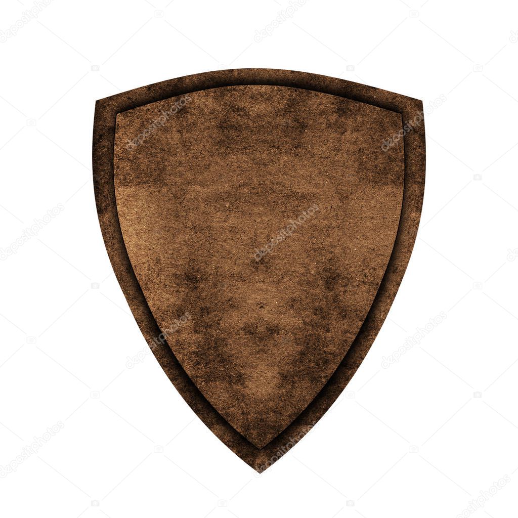 Ancient shield on isolated white background. Concept shield for game,card or app.
