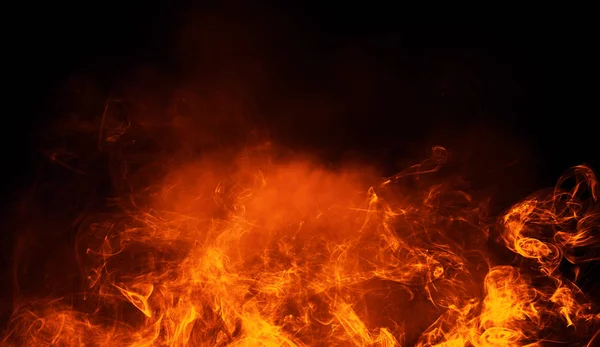 Tűz Lángjai Elszigetelt Fekete Háttér Textúra Tökéletes Textúra Beborít Másol — Stock Fotó