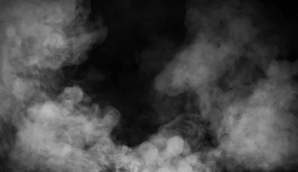 Abstract Smoke Misty Fog Isolated Black Background Texture Overlays Design — Stock Photo, Image