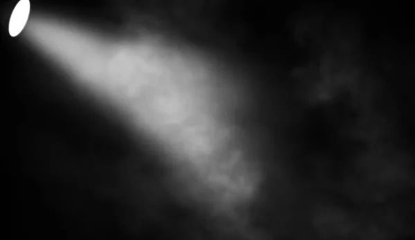 Білий Проектор Стадія Прожектора Димом Чорному Тлі — стокове фото