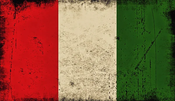 イタリアのヴィンテージの古い旗 イタリア国旗を描いたアート テクスチャ — ストック写真