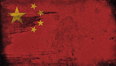 Vintage eski bayrak Çin'in. Chinanational bayrağı boyalı sanat doku.