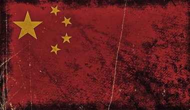 Vintage eski bayrak Çin'in. Çin ulusal bayrak boyalı sanat doku.