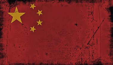 Vintage eski bayrak Çin'in. Çin ulusal bayrak boyalı sanat doku.