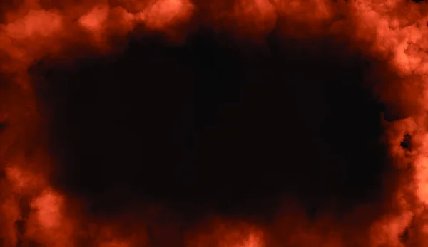 Lángoló Lángok Keret Füst Alatt Fekete Elszigetelt Háttér — Stock Fotó