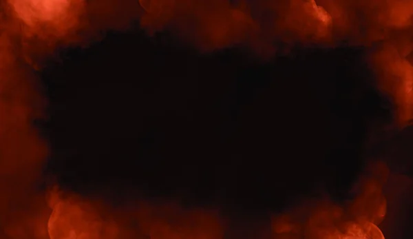 Flammes Flamboyantes Cadre Avec Fumée Sur Fond Noir Isolé — Photo
