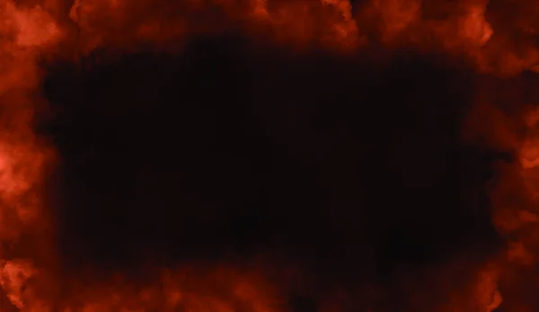 Keret Valódi Tűz Lángjai Égési Mozgás Füst Határ Textúra Matricák — Stock Fotó