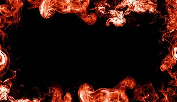 Frame Real Fire Flames Burn Motion Smoke Border Texture Overlays — Stock Photo, Image