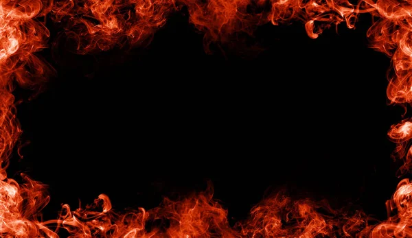 框架的真正的火焰燃烧运动烟雾 边框纹理叠加 — 图库照片