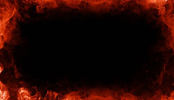 Abstract Flames Frame Border Isolated Black Background — Stock Photo, Image