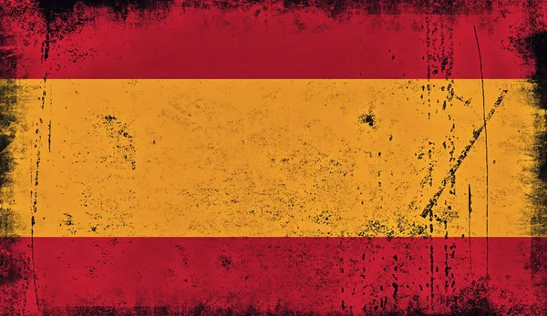 Vintage old flag of Spain. Art texture painted Spain national flag.