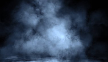 Abstract blue smoke steam moves on a black background . The concept of aromatherapy clipart