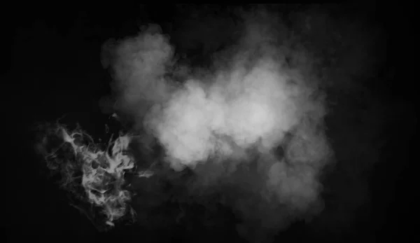 Fumée Abstraite Brouillard Brumeux Sur Fond Noir Isolé Des Superpositions — Photo