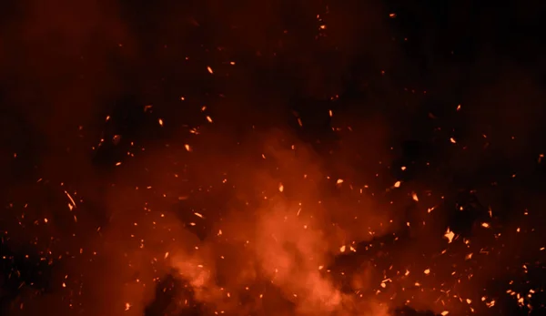 Sempurna Partikel Api Embers Latar Belakang Tekstur Kabut Asap Berkabut — Stok Foto