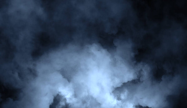 Abstract blue smoke steam moves on a black background . The concept of aromatherapy