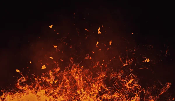 Perfekte Flammenstruktur Mit Feuerpartikeln Die Glut Auf Dem Hintergrund Funkeln — Stockfoto