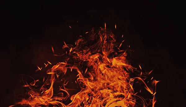 Perfekte Flammenstruktur Mit Feuerpartikeln Die Glut Auf Dem Hintergrund Funkeln — Stockfoto