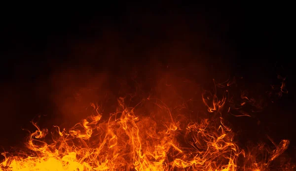 Éget Tűz Részecskék Embers Textúra Lángok Elszigetelt Fekete Háttér Textúra — Stock Fotó