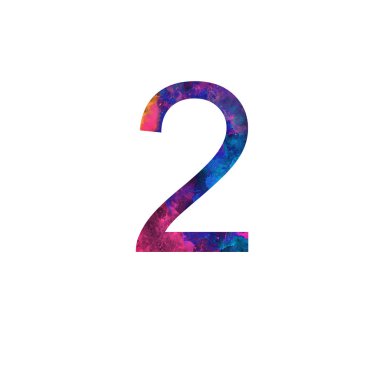 2 numaralı illüstrasyon izole beyaz zemin üzerinde. Suluboya alfabe sembol.