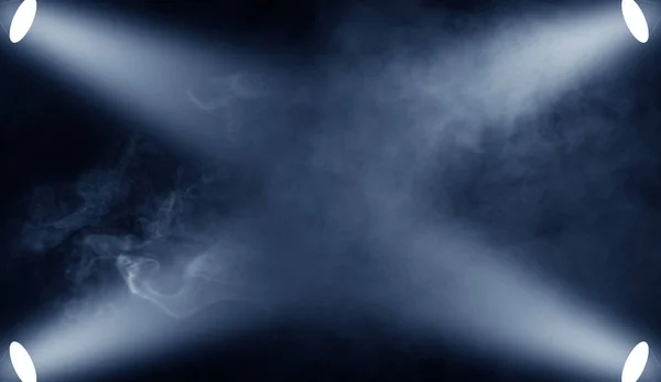 Проектор Прожектор Підлозі Beautfiul Синій Виступ Етапі Ізольовані Чорному Тлі — стокове фото