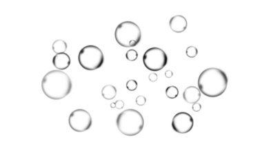 Temiz su kabarcıkları izole beyaz zemin üzerine.