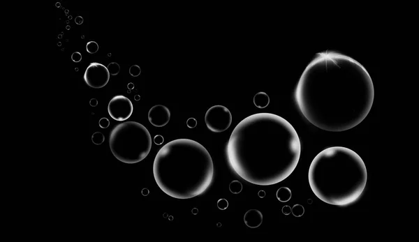 Clean Water Bubbles Isolated Black Background — Stock Photo, Image