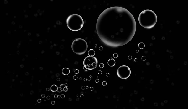 Clean Water Bubbles Isolated Black Background — Stock Photo, Image