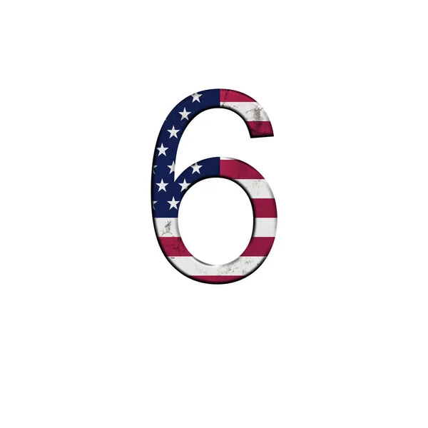 Nummer Geïsoleerde Witte Achtergrond Nationale Usa Vlag Decoratie Alfabet Symbool — Stockfoto