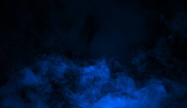 Soyut mavi duman sis sis siyah bir arka plan. Doku arka plan grafik ve web tasarımı için.