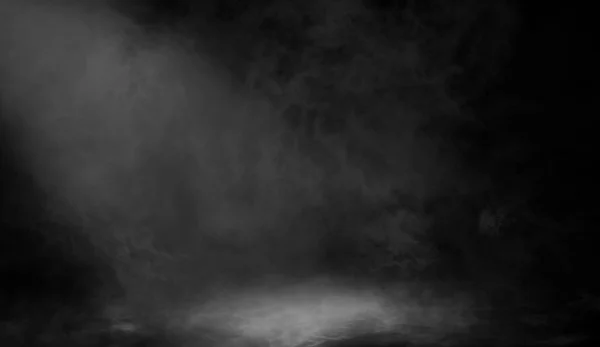 床の上の煙で白い舞台用スポット ライト 霧テクスチャ オーバーレイの背景 — ストック写真