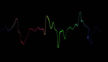 Renkli konuşan ses dalgası satırları. Müzik, ses, için siyah arka plan üzerine bilim veya teknoloji izole .