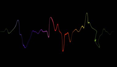Renkli konuşan ses dalgası satırları. Müzik, ses, için siyah arka plan üzerine bilim veya teknoloji izole .