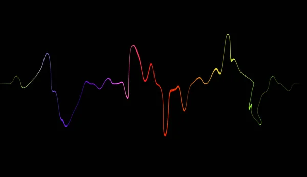 五颜六色的声波 在音乐 科学或技术的黑色背景上隔离 — 图库照片