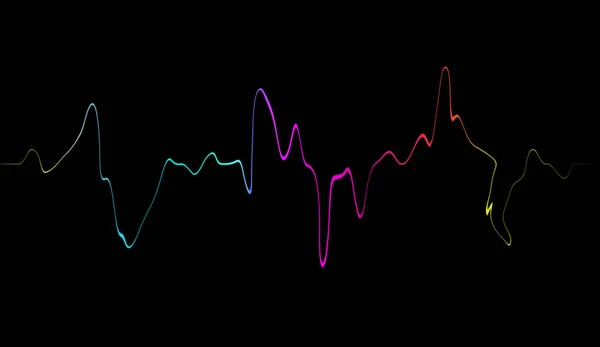 五颜六色的声波 在音乐 科学或技术的黑色背景上隔离 — 图库照片