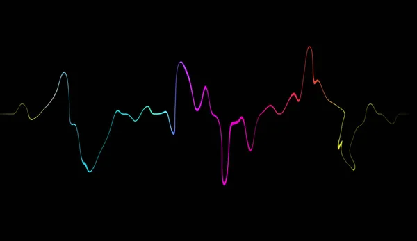 カラフルな音の波のラインを話します 科学や技術 黒い背景に分離 — ストック写真