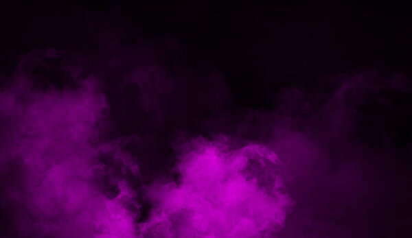 Fog or smoke isolated special effect. Purple cloudiness, mist or smog background.