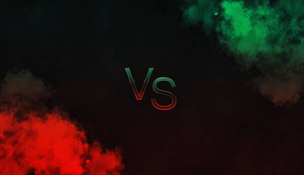 Design composition for various competition, battle with smoke background. Versus screen red vs blue.